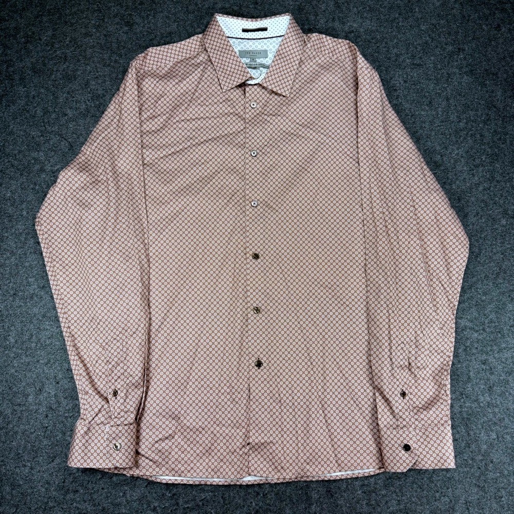 Ted Baker London Men's Dress Shirt Patterned Long Sleeve Button Down